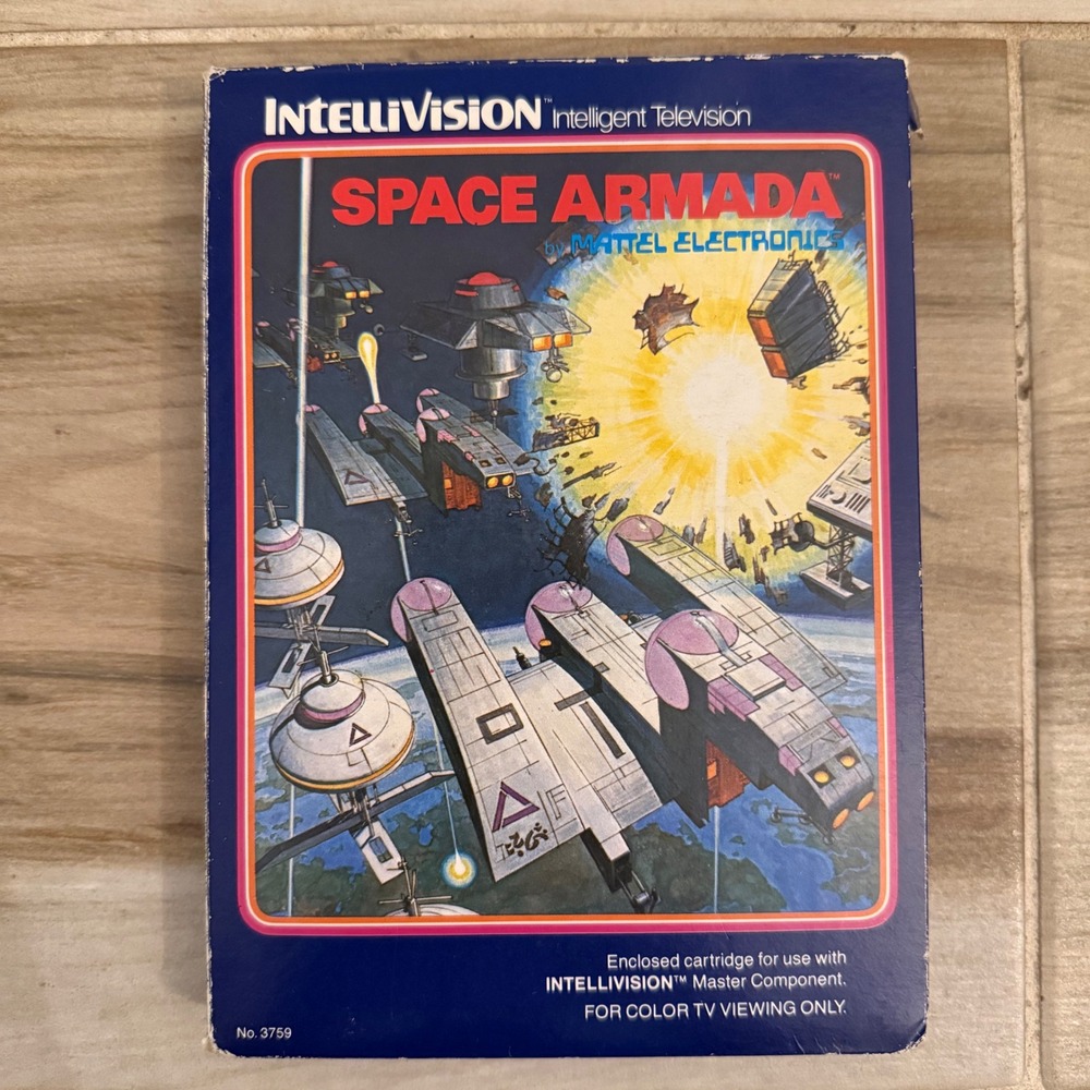 Space Armada Mattel Intellivision Game CIB with Overlays Manual Vintage Untested